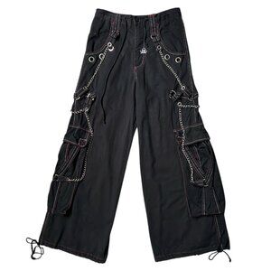 Y2K Vintage Baggy Goth Pants wideleg highwaisted cargo strap chain R2 Randy.